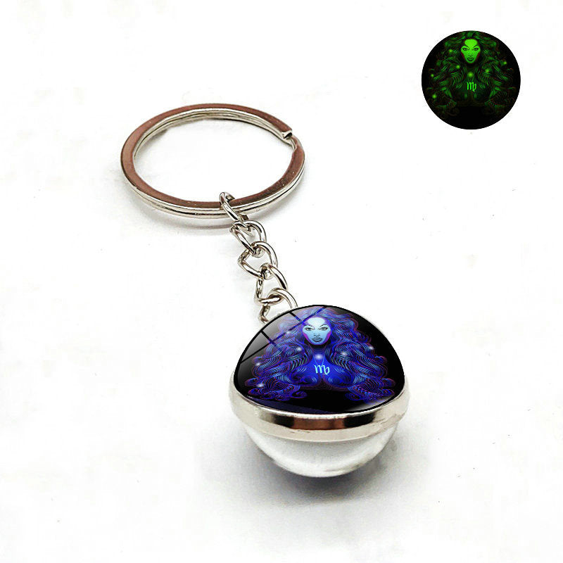Zodiac Luminous Glass Ball Key Chain
