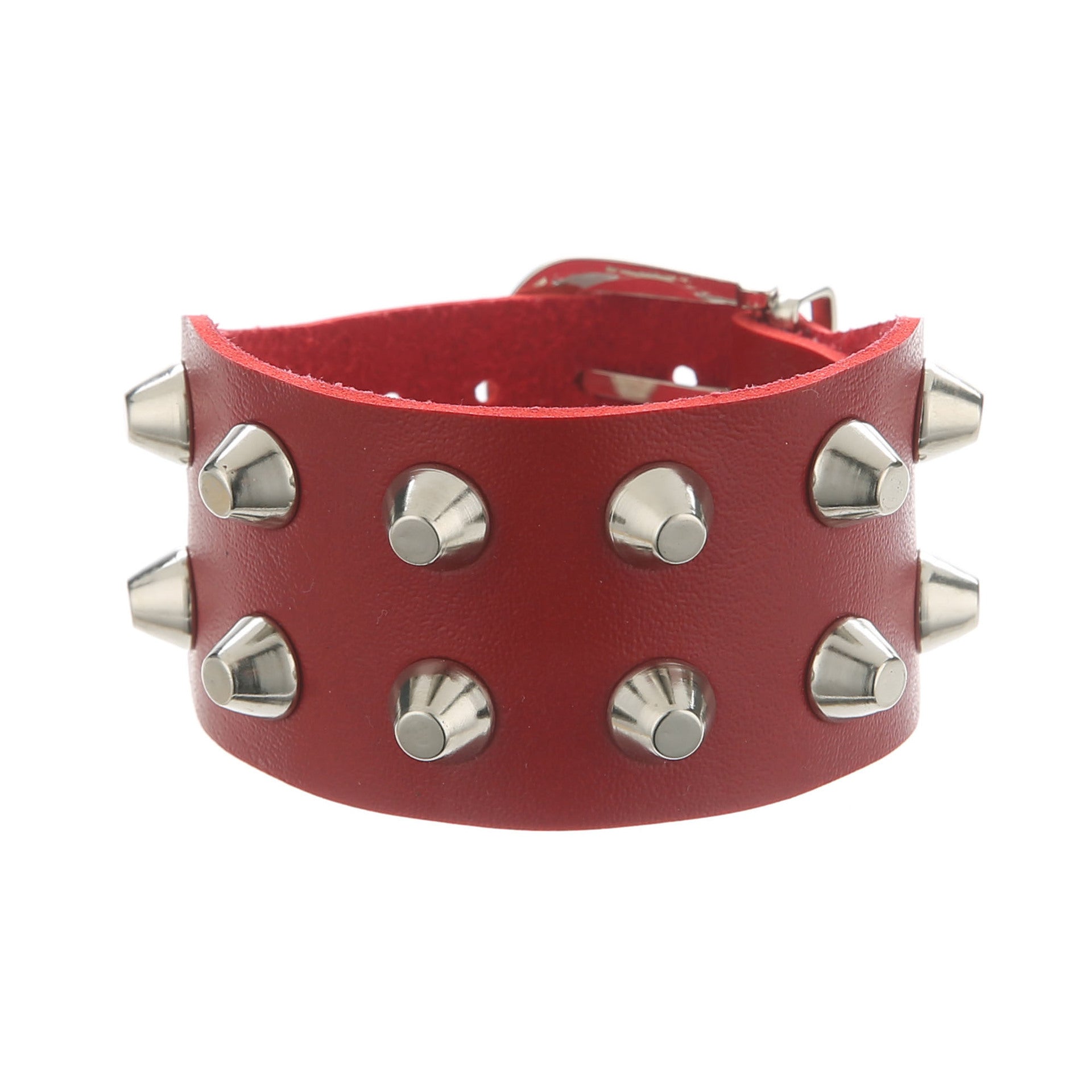 Metal Rock Double Row Flat Rivet Bracelet PU Bracelet