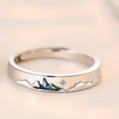 Anillo de pareja Crepúsculo Un par de anillos de plata para hombre y mujer