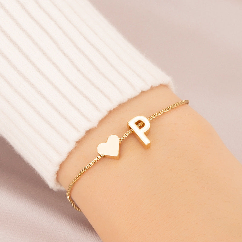Bracelet Heart-shaped English Letters