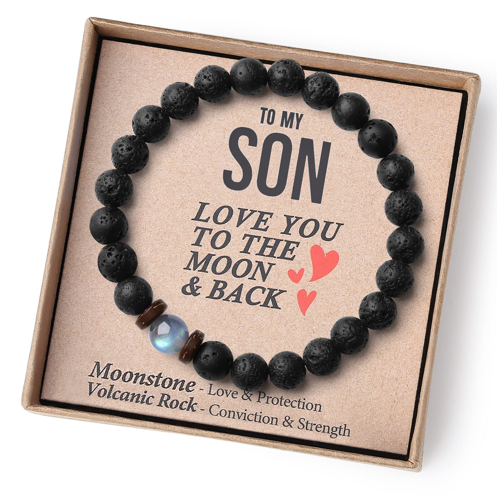 Pulsera de Piedra Volcánica Para Mi Hijo Cordón Elástico