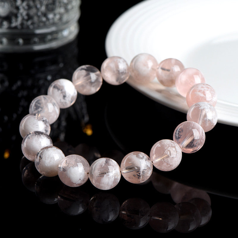 Natural Snowflake Ghost Round Beads Bracelet