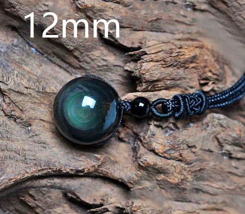 Natürlicher Obsidian Regenbogenauge Glücksperlen-Anhänger Halskette Polyesterseil-Kette Halskette Schmuck für Frauen