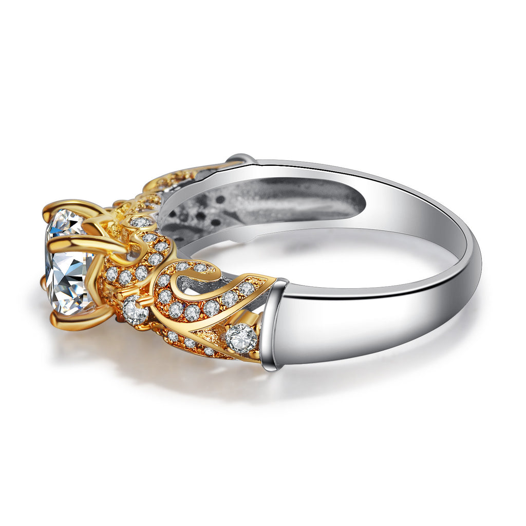 Anillo con gema de simulación engastada con cuatro garras