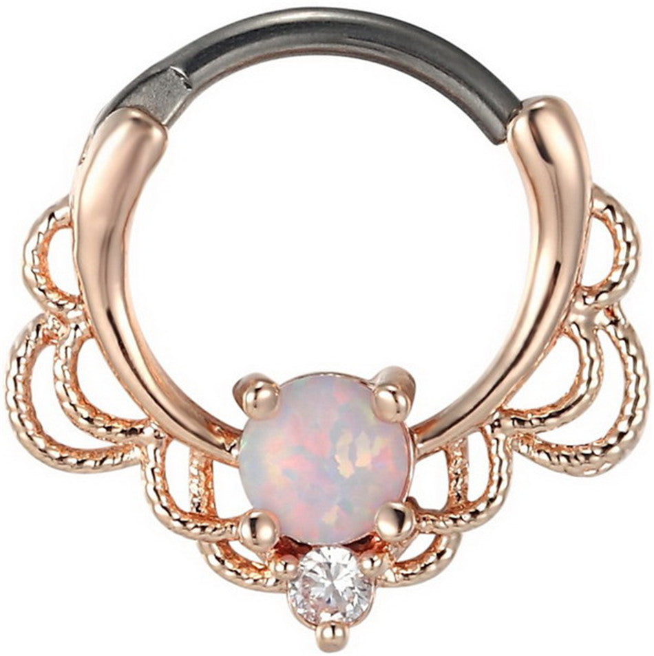 Anillo de nariz de ópalo de acero inoxidable