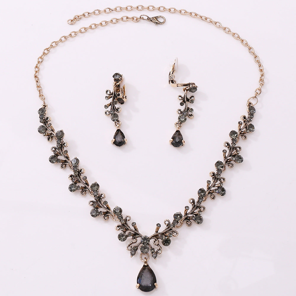 Braut Strass Zirkon Ohrring-Halskette