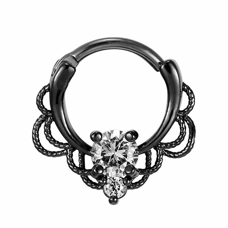 Anillo de nariz de ópalo de acero inoxidable