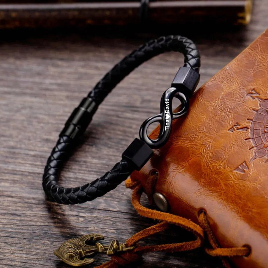 Para Mi Hombre Nombres Personalizados Te Amo Por Siempre Y Para Siempre Pulsera Infinita de Cuero Para Esposo Papá Hijo