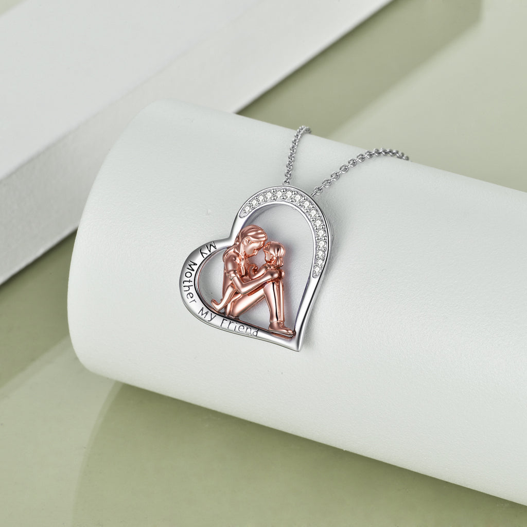 Mutter-Tochter-Halskette 925 Sterling Silber Gravur "Meine Mutter, meine Freundin" Schmuck Muttertagsgeschenke Geburtstagsgeschenke für Mama von Tochter