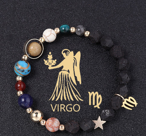 Natural Volcanic Rock Twelve Constellations Bracelets Fashion European And American Style
