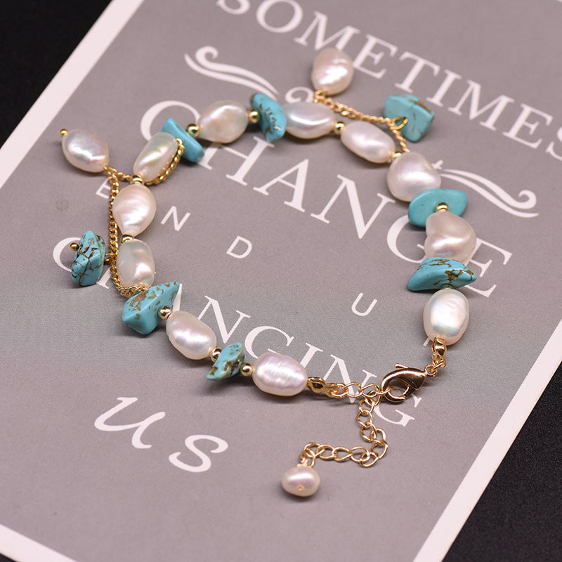 Pearl Bracelet Women's Design Sense Niche Turquoise