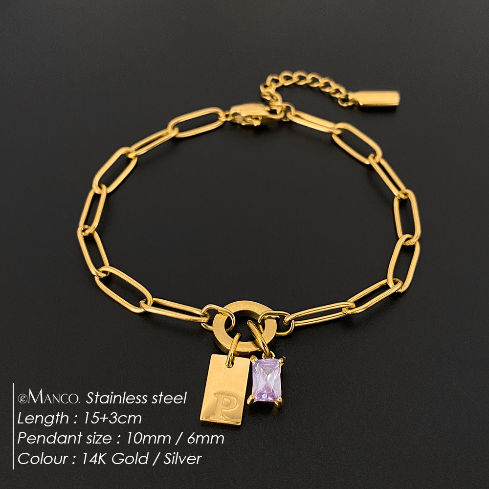 Womens Fashionable Rhinestone Letter Combination Bracelet Jewelry