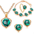 Mode Kristall Herz Herz Halskette Ohrringe Ring Armband Vierteiliges Set