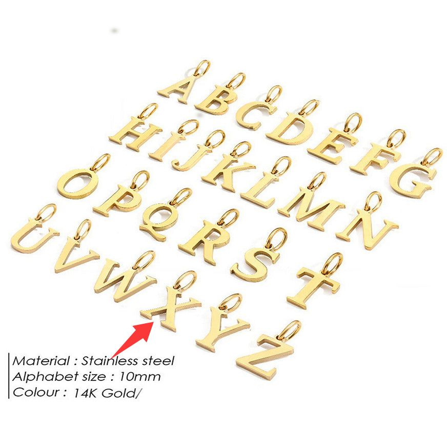 26-letter Hanging Stainless Steel Letter Necklace