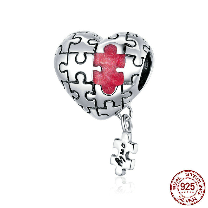 Liebes-Puzzle 925 Silberperlen Herzförmige DIY Armband Accessoires