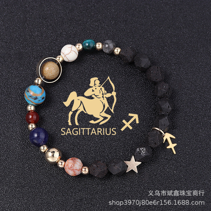 Natural Volcanic Rock Twelve Constellations Bracelets Fashion European And American Style