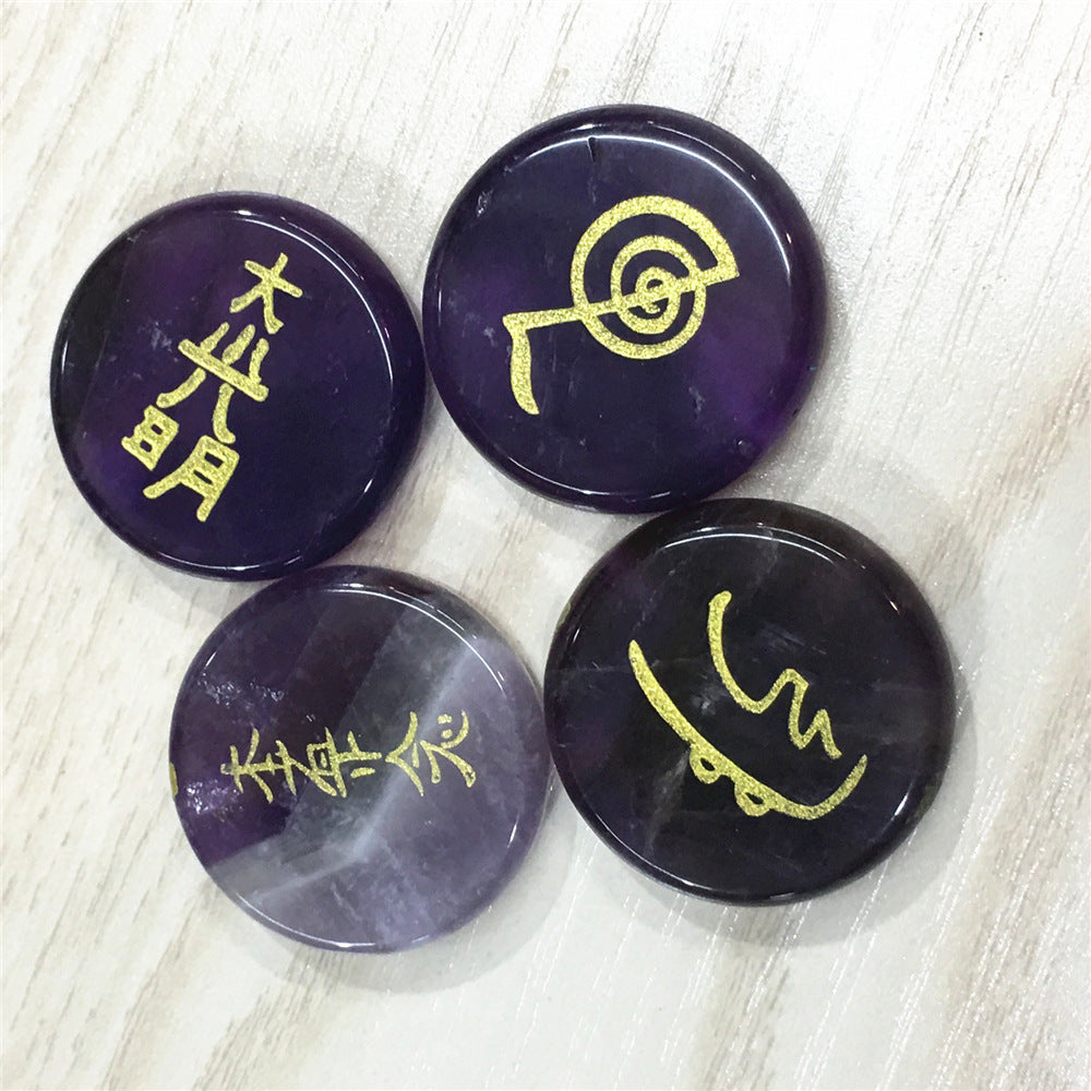 Vier Energiesymbole Natürlicher Kristallschmuck Japanische metaphysische Zaubersprüche