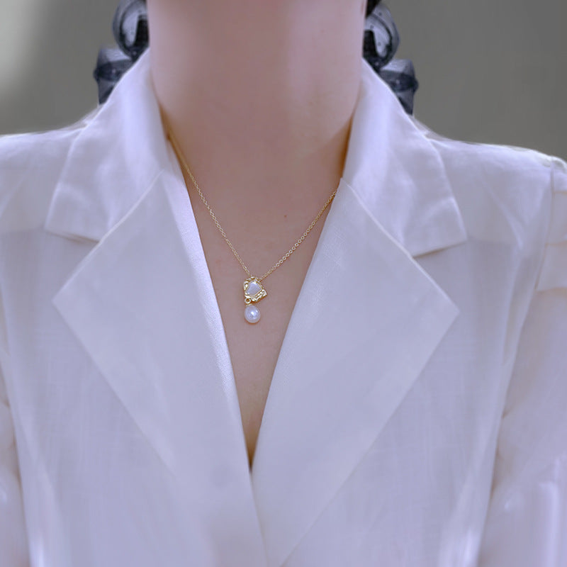 Natürliche Süßwasserperlen-Ohrringe, hochwertige Muscheln, Barock-Stil, Set