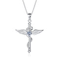 Angel Wings Cross Pendant In Sterling Silver