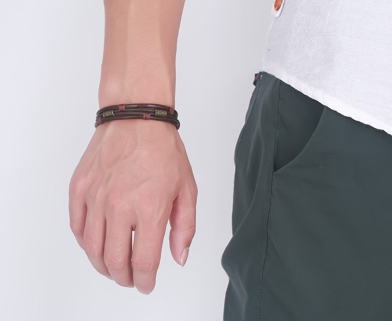 Retro Herrenarmband aus geflochtenem Leder
