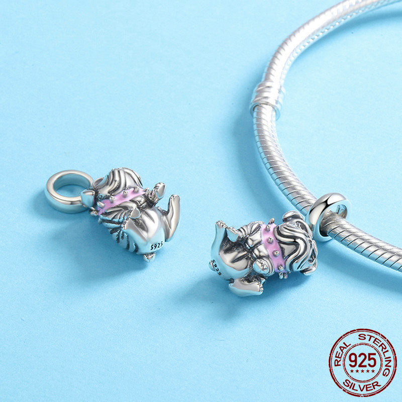 925 Sterling Silver Bracelet DIY Cute English Bulldog Dog