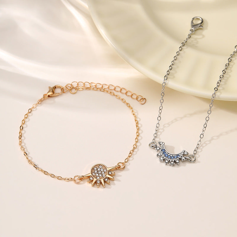 Persönlichkeit Einfaches Strass-Sonne-Mond-Liebhaber-Armband