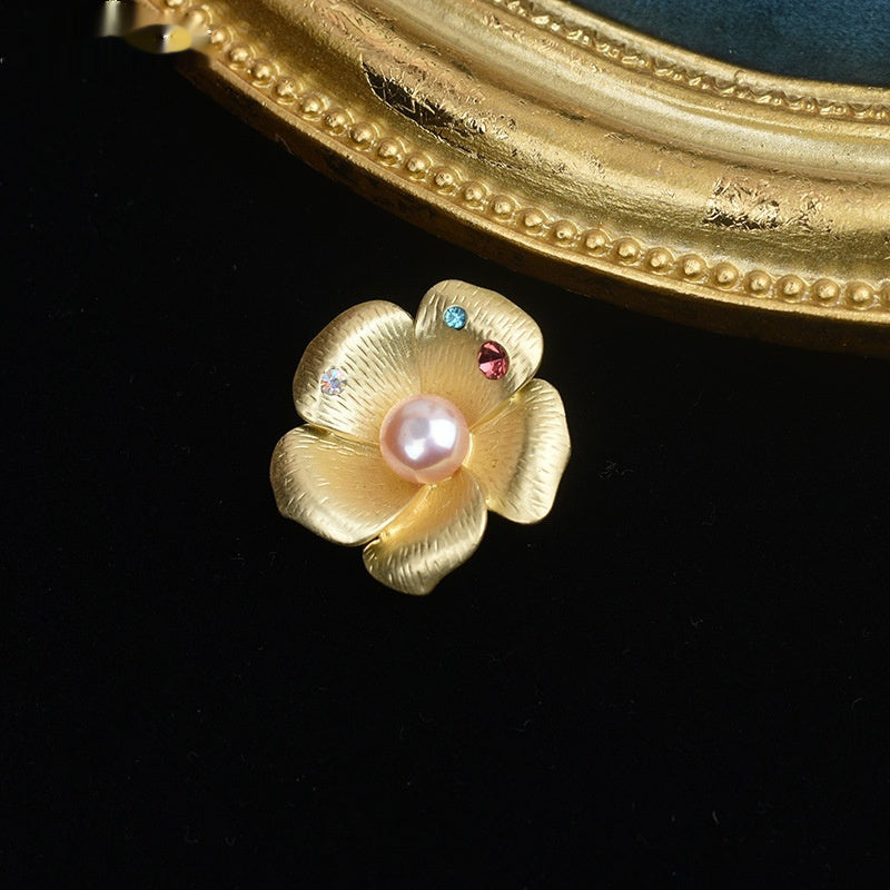 Pearl Brooch High-end Simple Vintage Corsage Pin Pearl Ornament