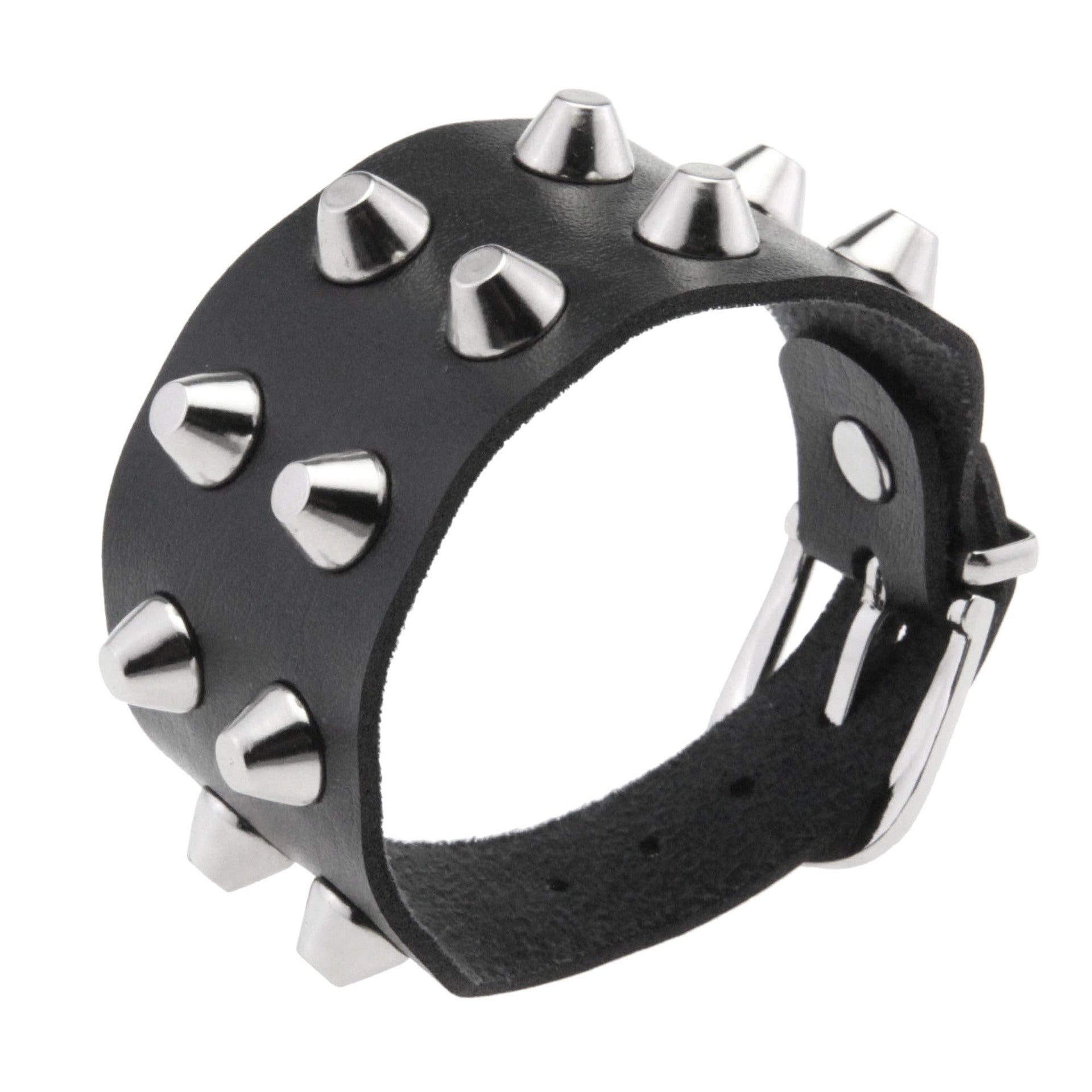 Metal Rock Double Row Flat Rivet Bracelet PU Bracelet
