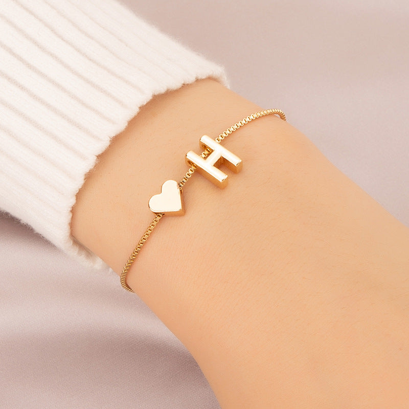 Bracelet Heart-shaped English Letters
