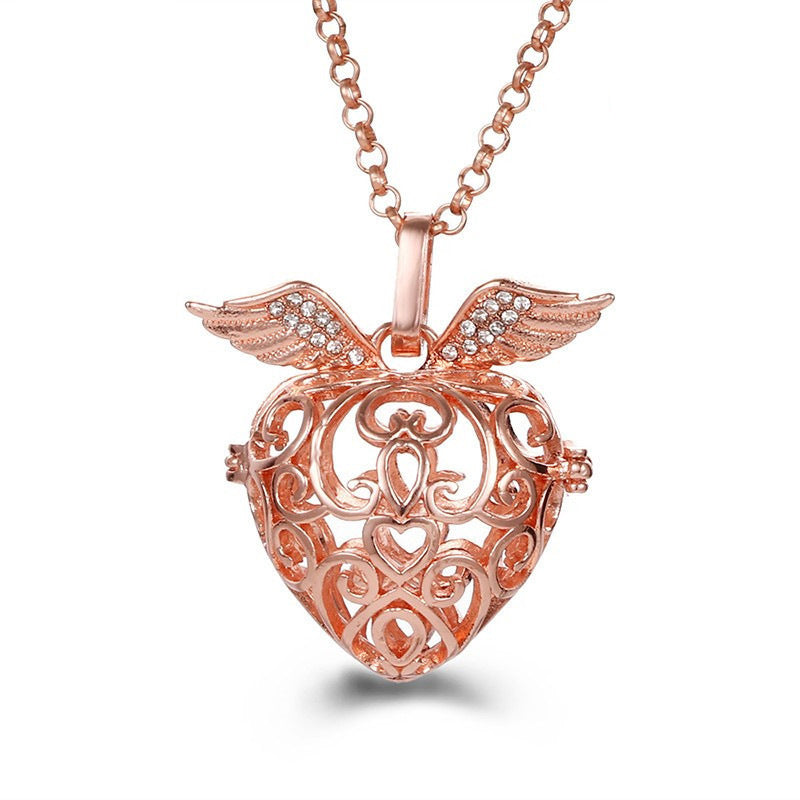 Collar hueco de aromaterapia con jaula de circonita, difusor de aceites esenciales, caja de perfume, accesorios antiguos para ropa tradicional Han