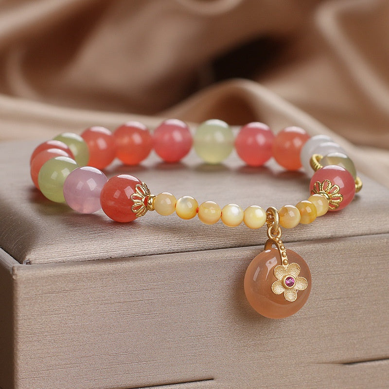 Nueva Pulsera de Seguridad de Calcedonia de Color para Mujer, Estilo Chino Nuevo