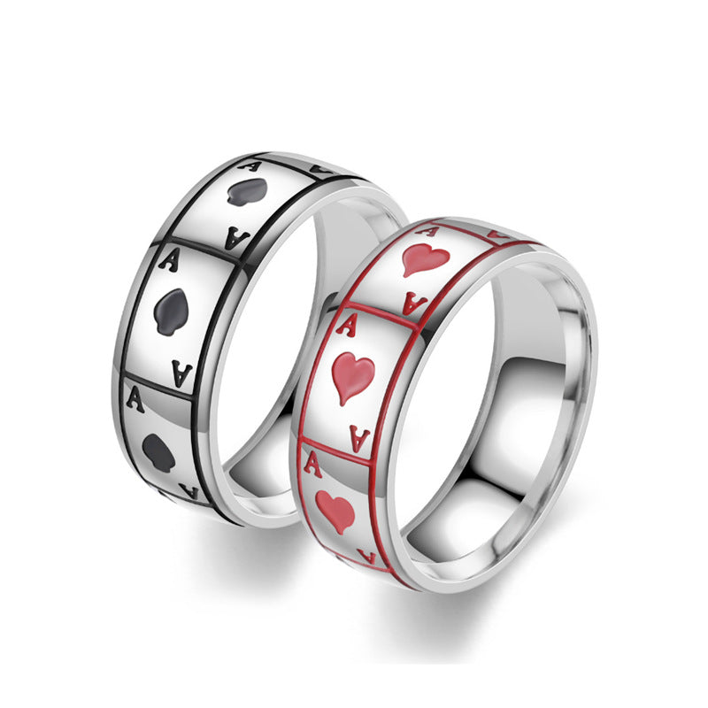Lucky Spades Titan-Stahlring Magischer Spielkarten-Edelstahlring