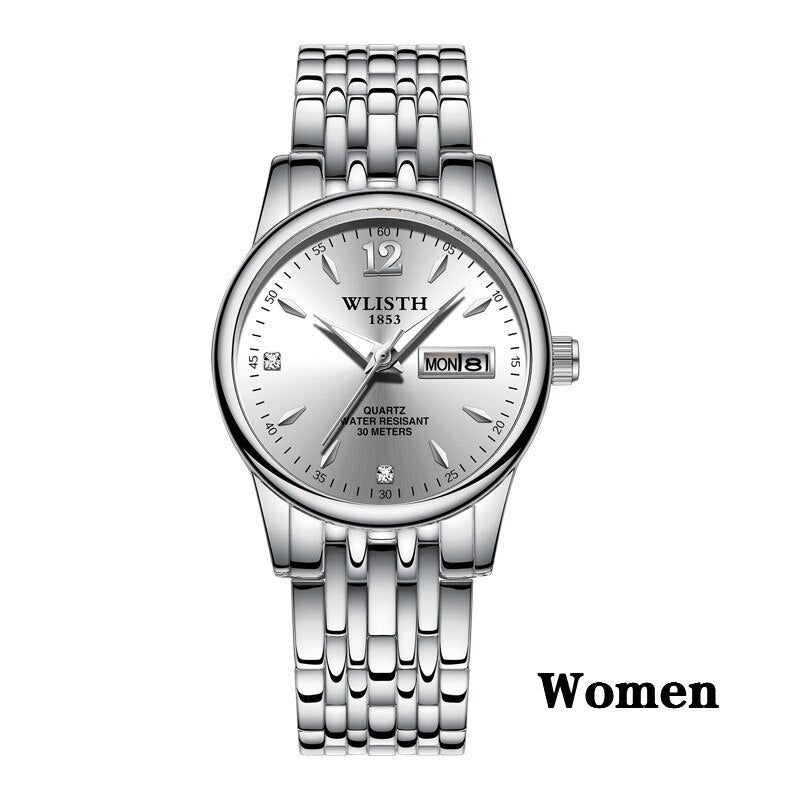 Damenuhr Rose Gold Edelstahl WLISTH Marken Mode Damen Armbanduhr Wochen Datum Quarz Uhr Weibliche Luxusuhren