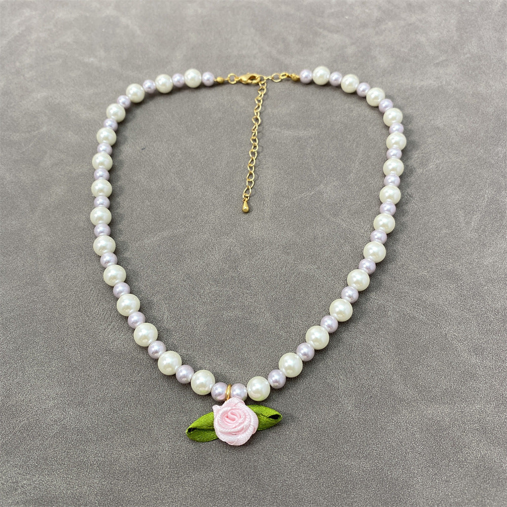 Blumen-Choker-Perlenkette Anmutig Mori Süße Schlüsselbeinkette Damen