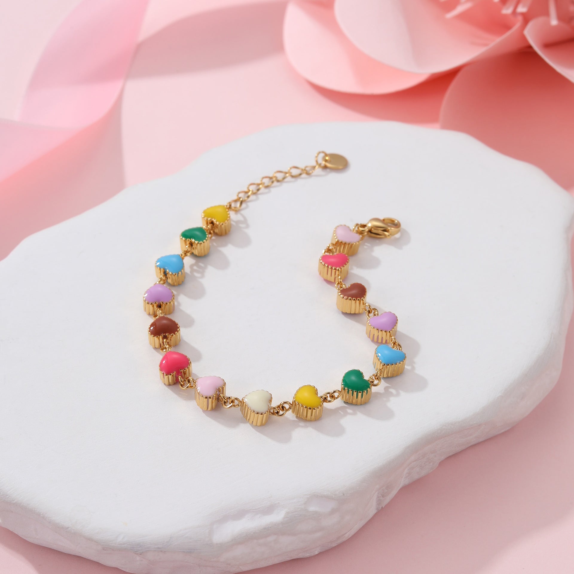 Collar de aceite colorido Pulsera de acero titanio con forma de corazón
