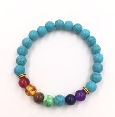 Pulsera de cuentas coloridas de ágata de roca fundida de 8 mm, piedra volcánica energética, chakras, con hilo elástico