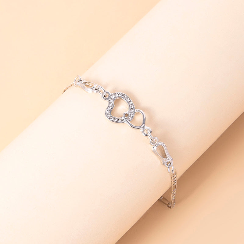 Romantisches Kristall-Herz-Schmuckset Armband Halskette Ohrringe für Damen
