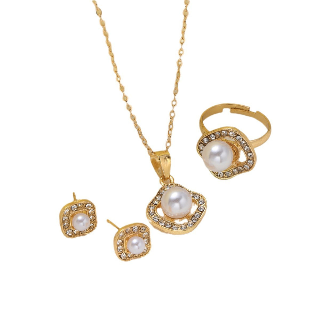 Mode Strass Perle Quadratische Halskette Anzug