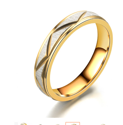 Anillo de pareja de acero de titanio, anillo de acero inoxidable chapado en oro de 24 quilates