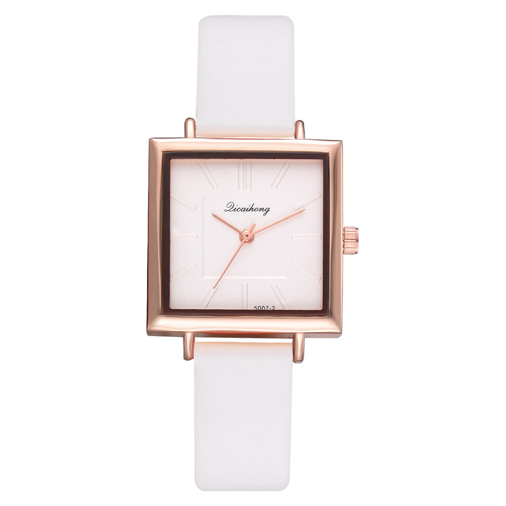 Pulsera Cuadrada de Cuero Contratado con Reloj de Cristal para Mujer, Relojes de Pulsera para Mujer, Reloj de Cuarzo para Señoras