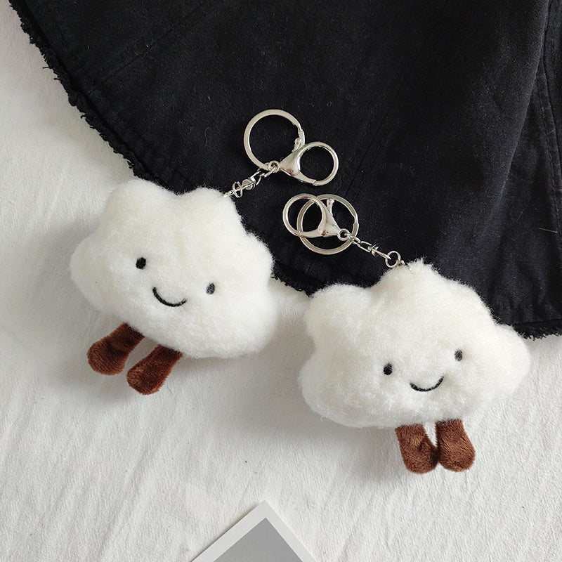Lindo llavero de pareja con colgante de nube blanca de peluche