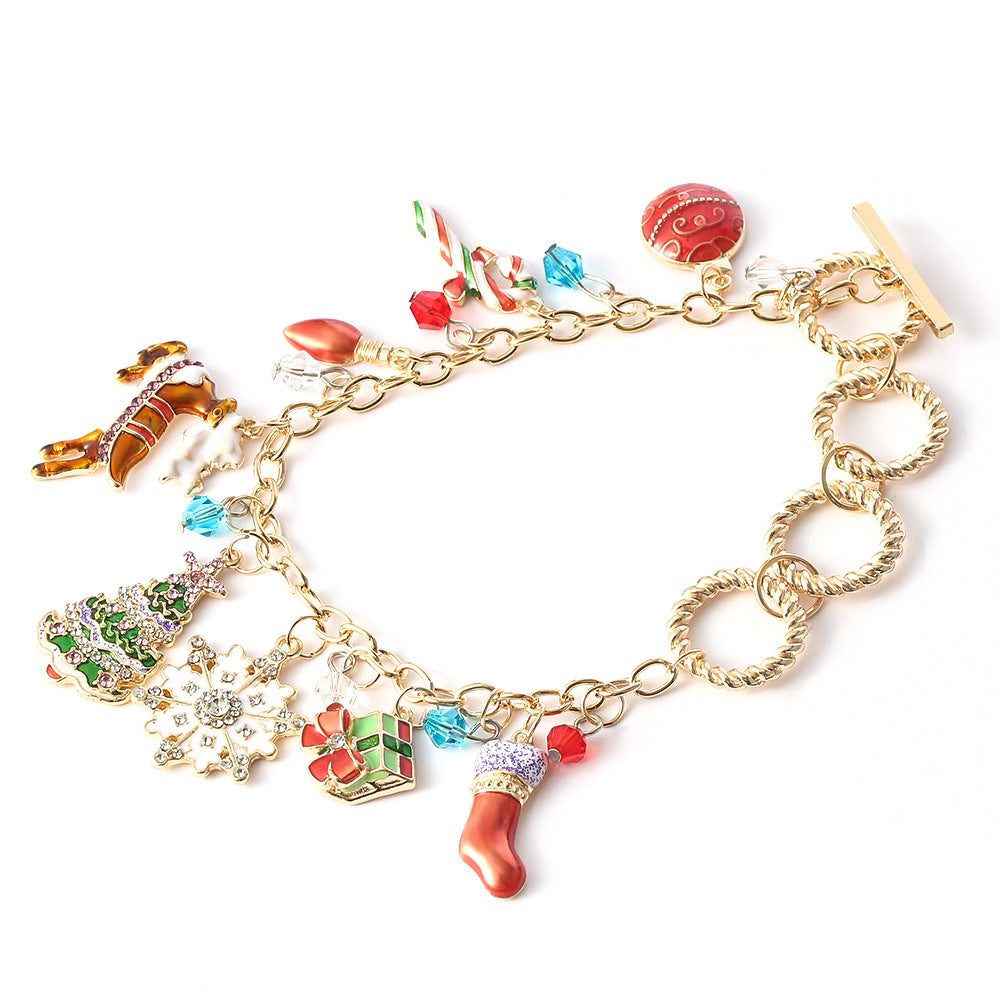 Trendige Weihnachtsarmbänder Kette Elch Schneemann Schneeflocken Armband für Tochter Glocken Socken Weihnachtsmann Armbänder Weihnachtsgeschenke