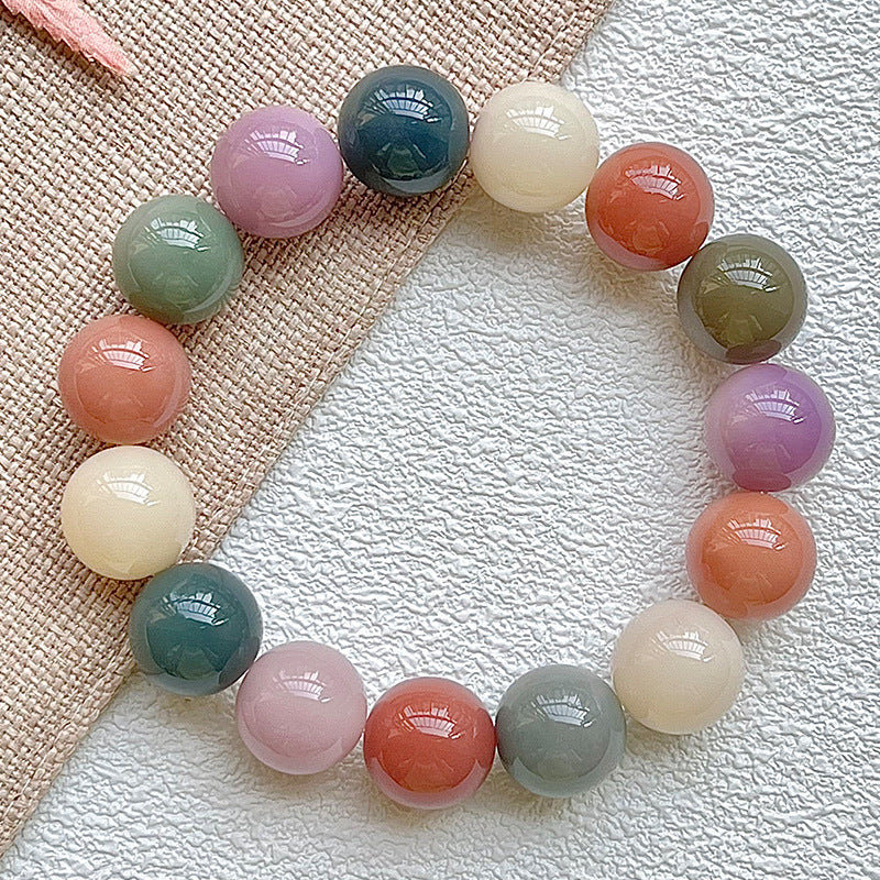 Rare Large Size White Jade Bodhi Root Bracelet