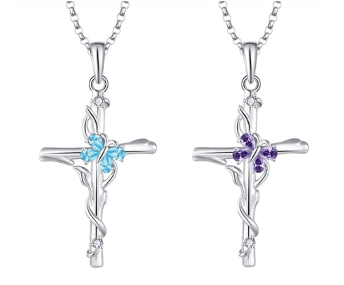 S925 Sterlingsilber Zirkon-Anhänger Kreuzkette für Damen