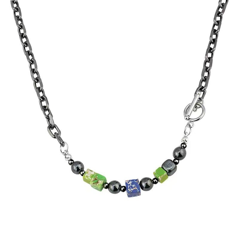 European And American Multi-color Blocks Stitching Necklace Bracelet