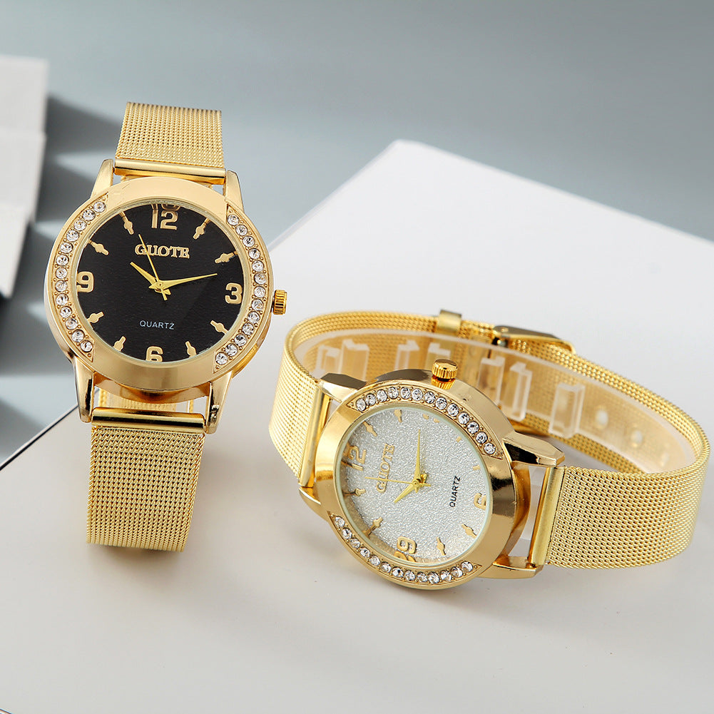 Reloj de cuarzo para mujer con caja de diamantes