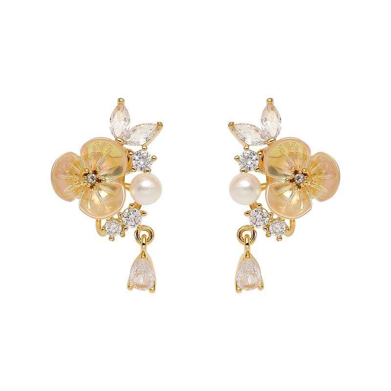 French Vintage Pearl Flower Earrings Premium Mosquito Coil Plate