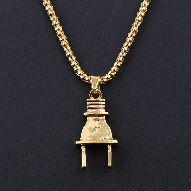 Creative Personality Alloy Lightning Plug Pendant Necklace