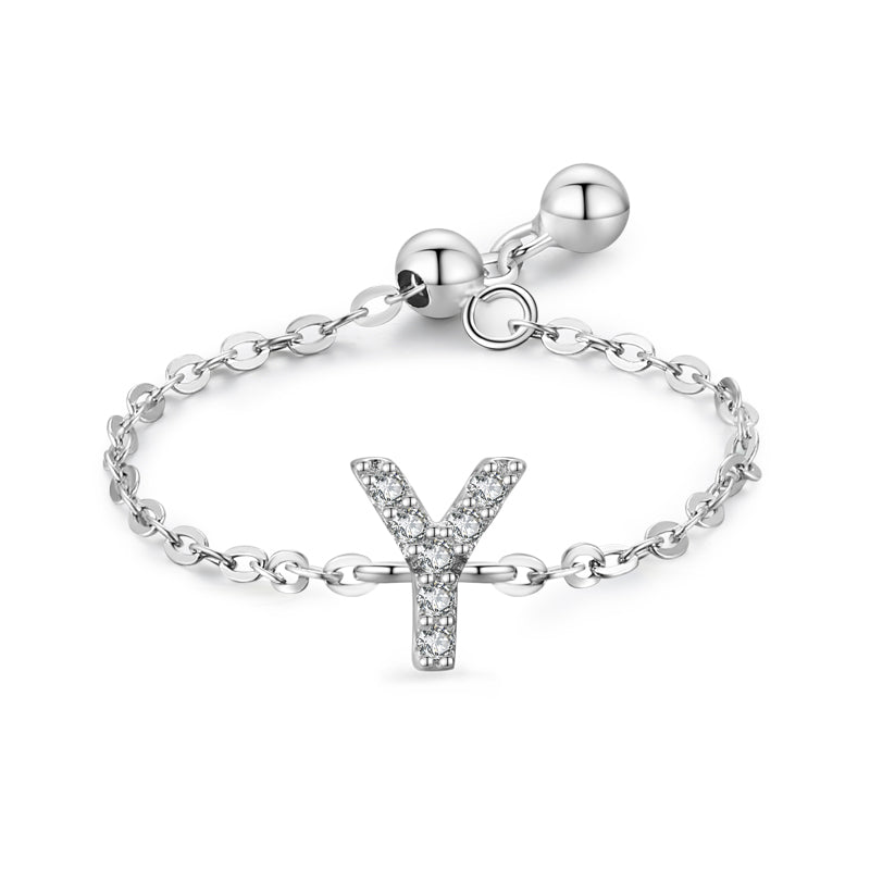 Brief-Kettenring Damen Mode Nische Design Liebe Dünner Ring Schmuck
