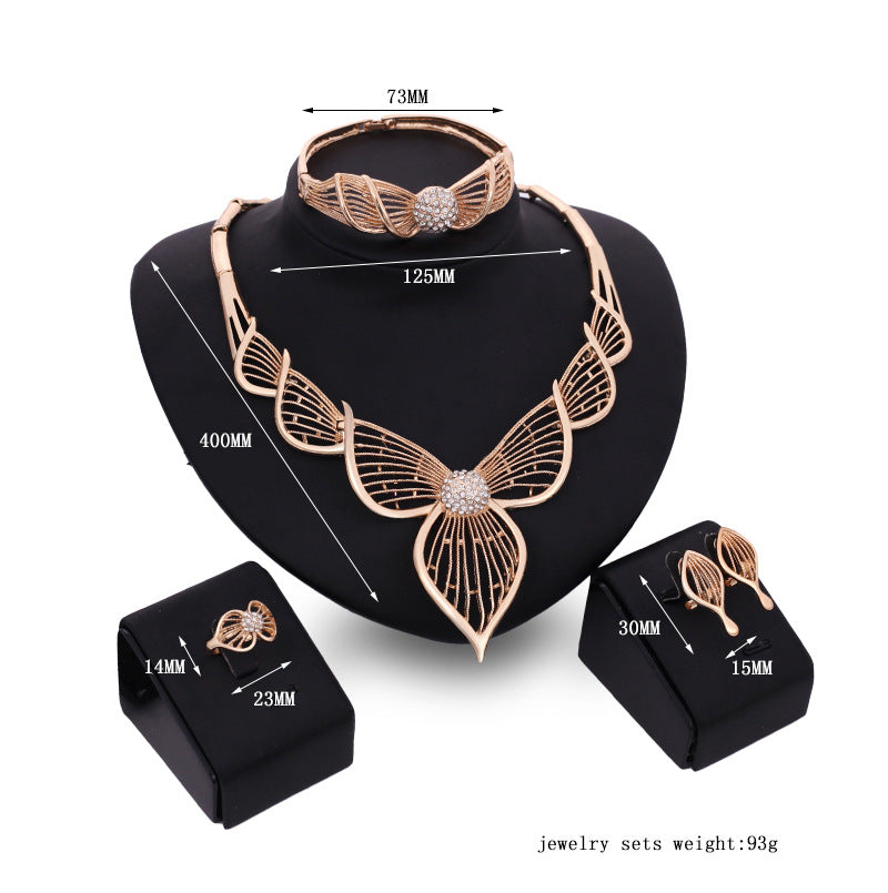 Vierteiliger Blattschmuck Überzogener Brautschmuck